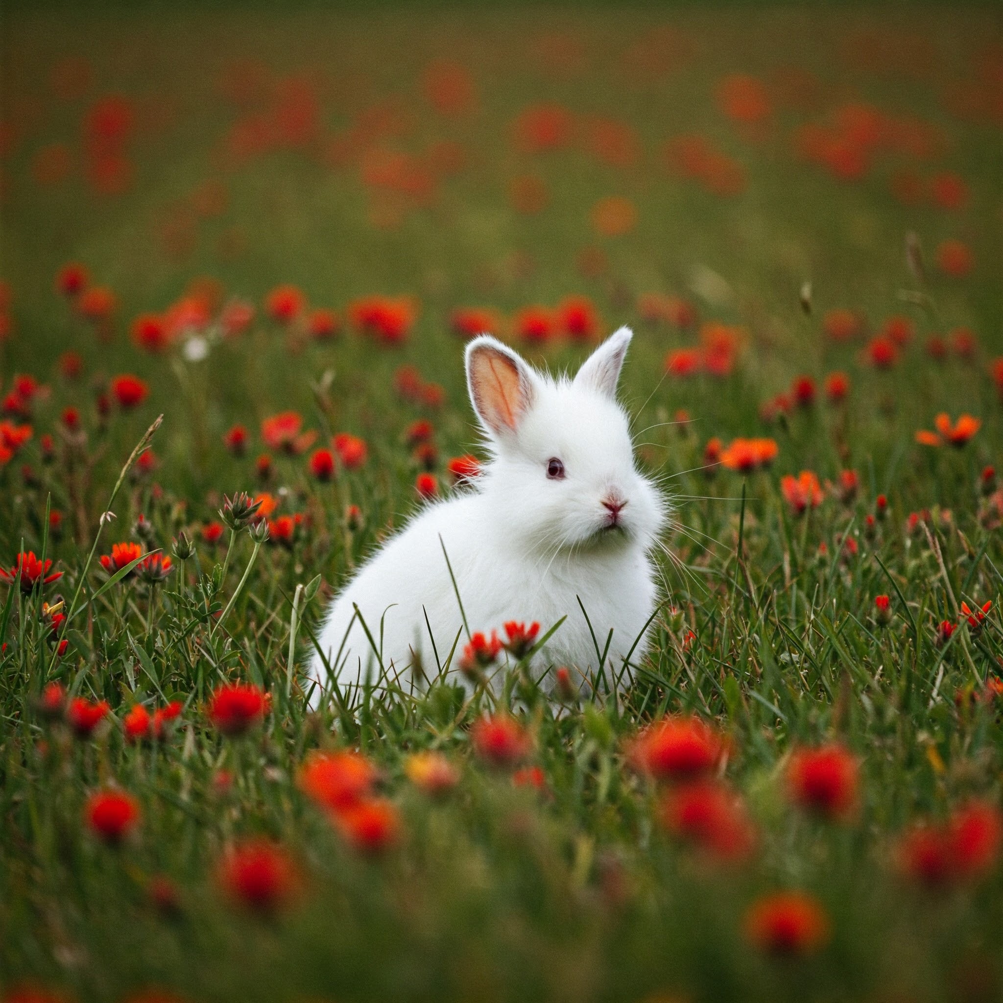photo of White Rabbit in a Flower Meadow